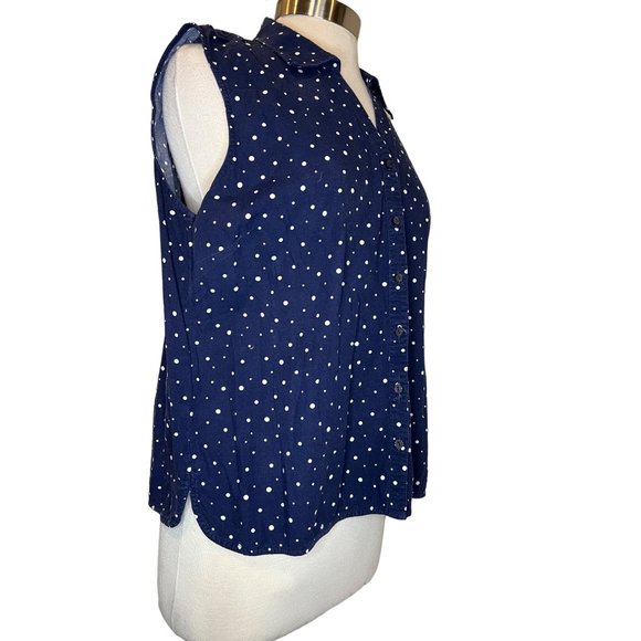 Gloria Vanderbilt Casuals Women's Sleeveless Blouse Size Large Blue with White C - Picture 8 of 14
